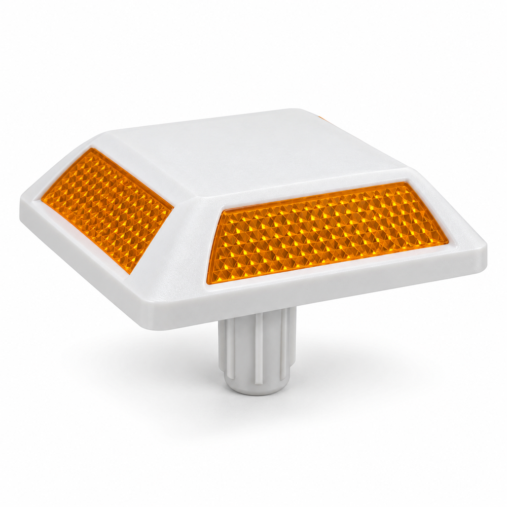 Plastic Road Stud with Shank – 180° Two-Way Amber - Image 3