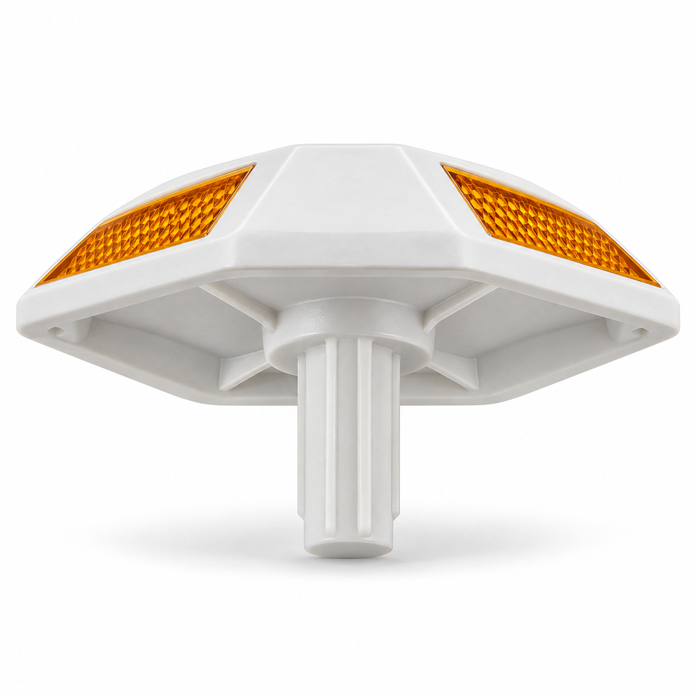 Plastic Road Stud with Shank – 180° Two-Way Amber - Image 4