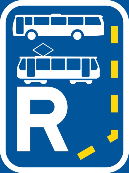 R344 – Start Of A Reserved Lane For Bus And Tram
