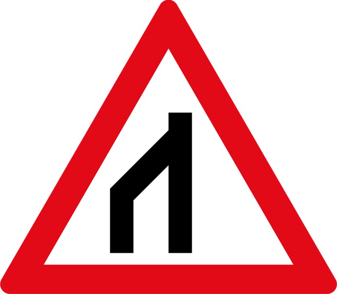 W116 – End Of Dual Roadway To Right